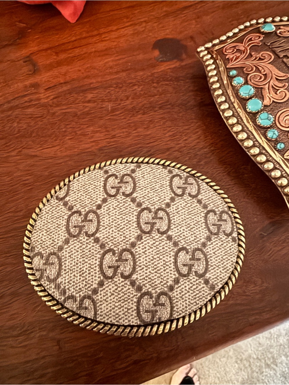 GG upcycled custom Western belt buckle - Picture 2 of 3